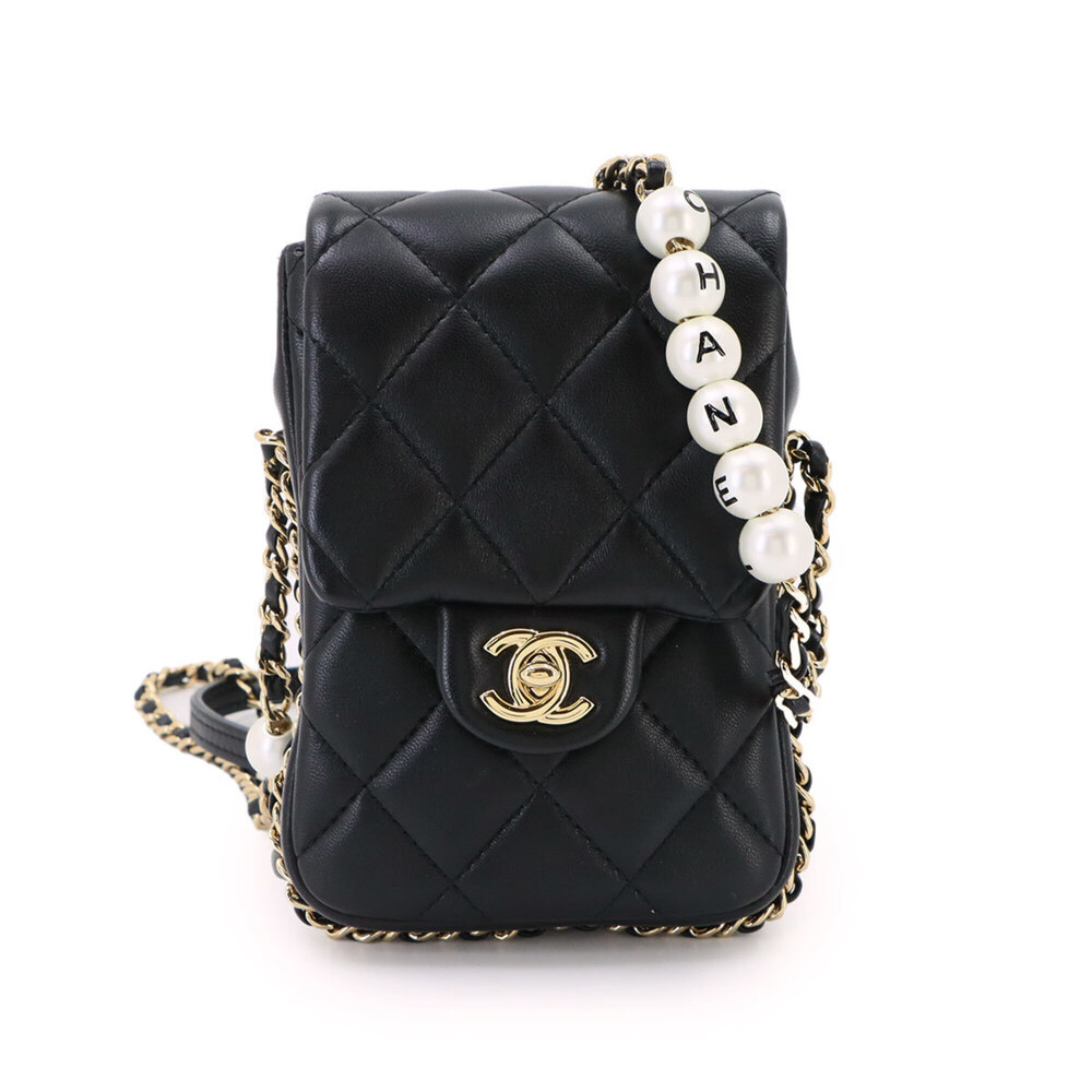 Chanel Matelasse Smartphone Case Shoulder Bag - Lambskin, Black, Gold Hardware